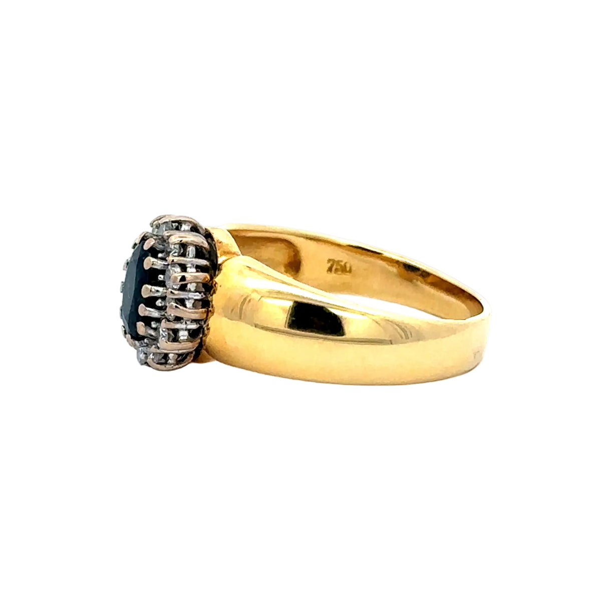 Cocktail Ring in Yellow Gold, Sapphire, and Diamonds