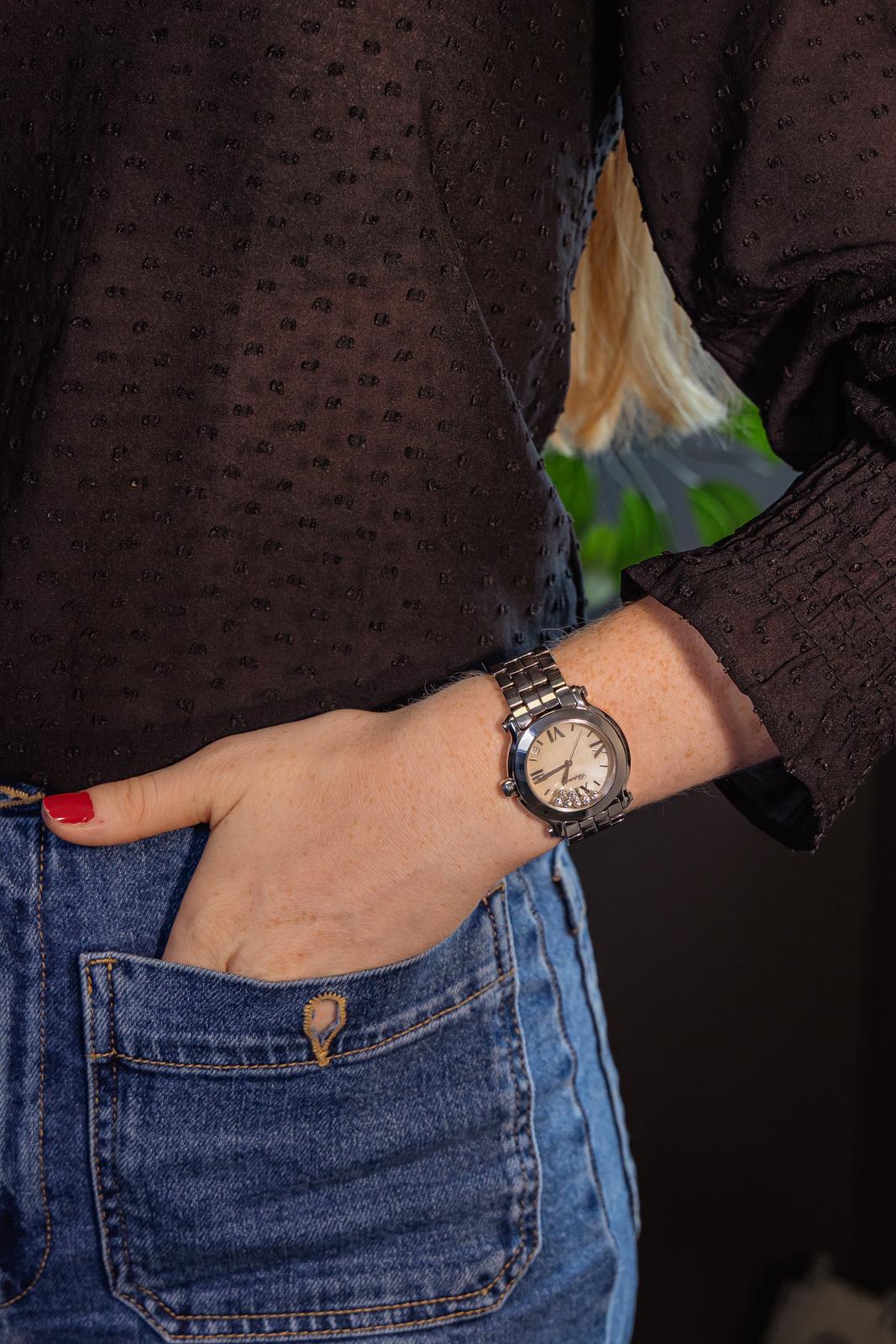 Chopard Happy Sport Watch, Stainless Steel with Diamonds