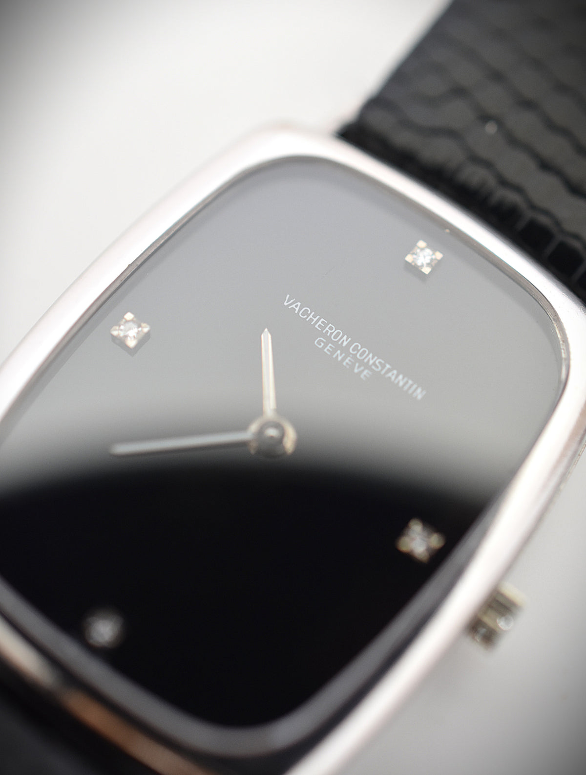 VACHERON CONSTANTIN watch in white gold, stainless steel, leather, Onyx, and Diamonds