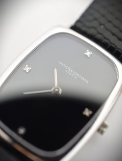 VACHERON CONSTANTIN watch in white gold, stainless steel, leather, Onyx, and Diamonds