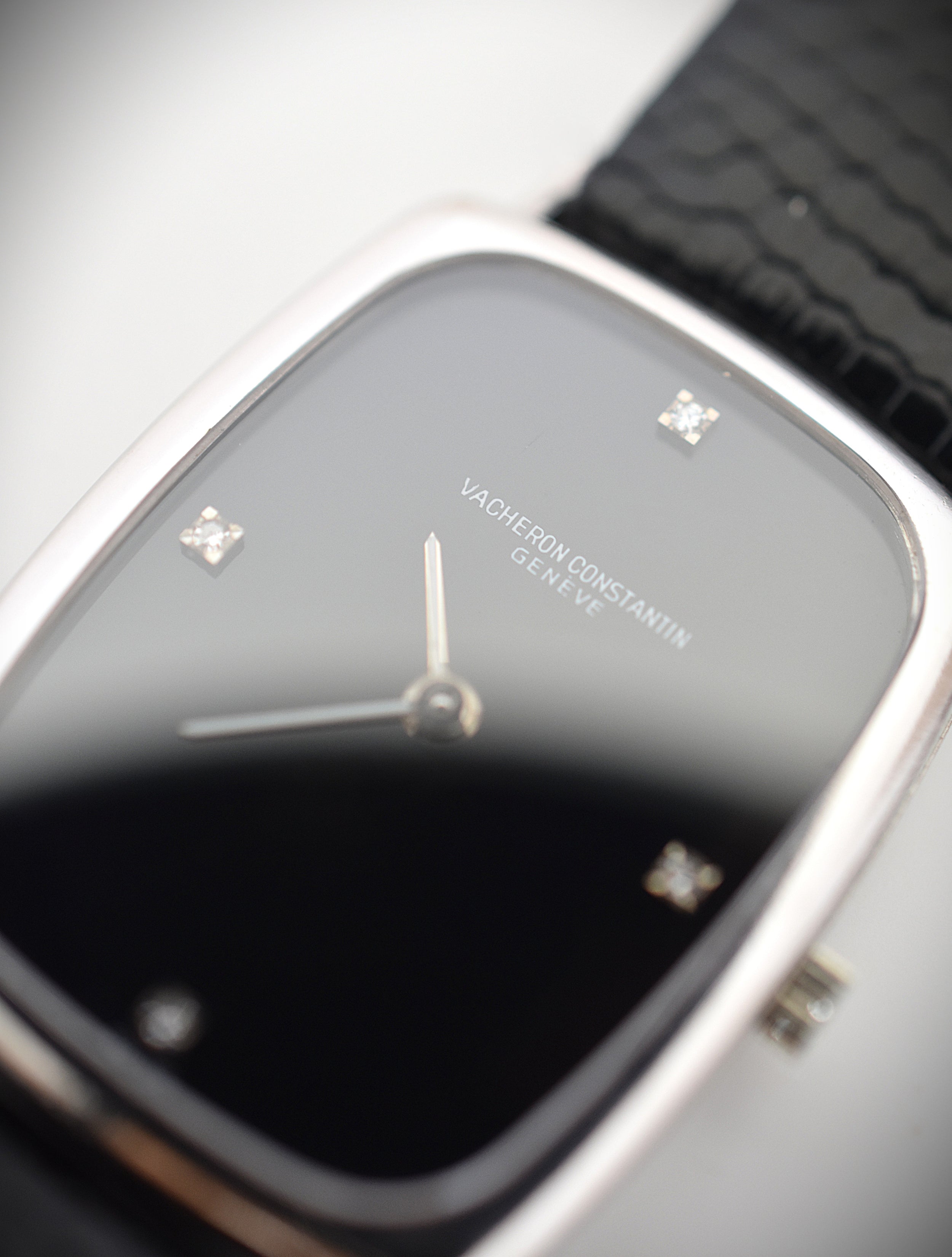 VACHERON CONSTANTIN watch in white gold, stainless steel, leather, Onyx, and Diamonds