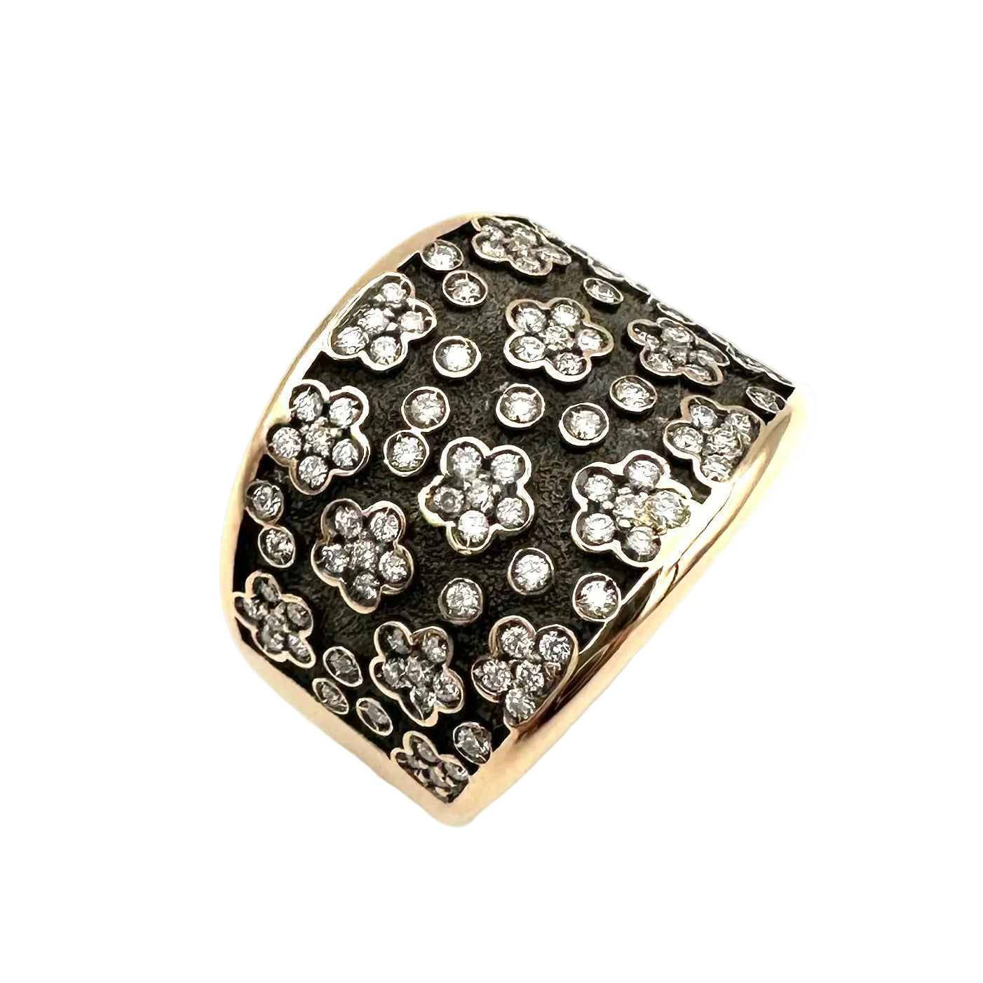 PASQUALE BRUNI "Ricami" Headband Ring in Rose gold, black gold and diamonds