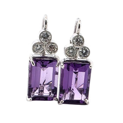 Boucles d'oreilles Pendantes en or blanc, améthystes et diamants