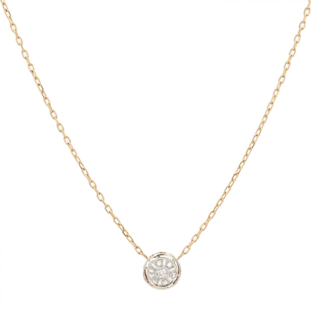 Chaine ancienne et son motif rond en diamants - Castafiore