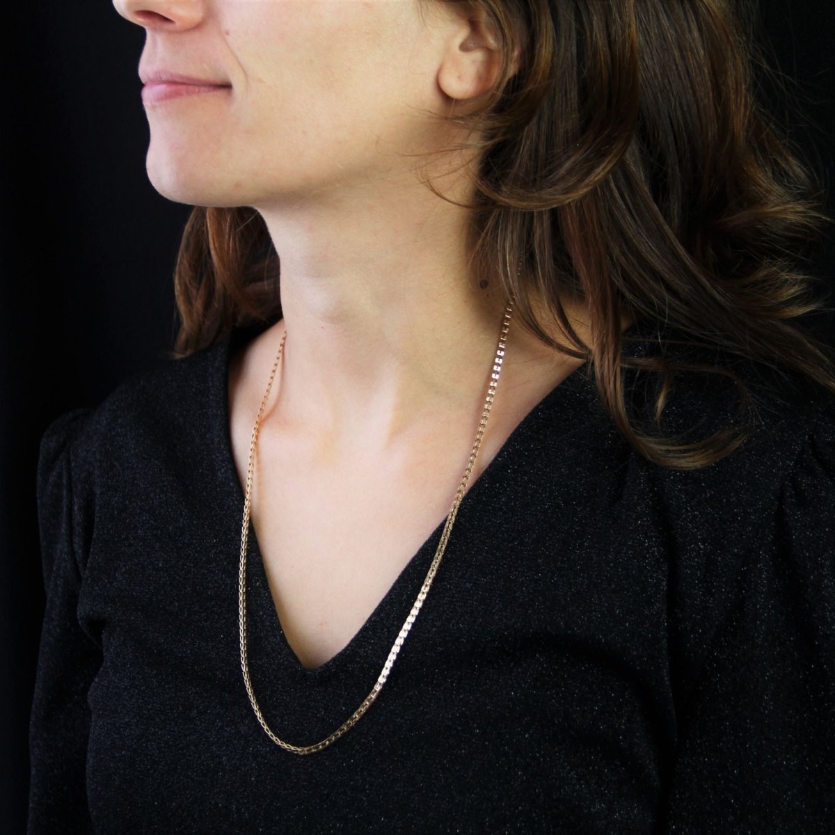 Chaine ANCIENNE Maille ajourée en or rose - Castafiore