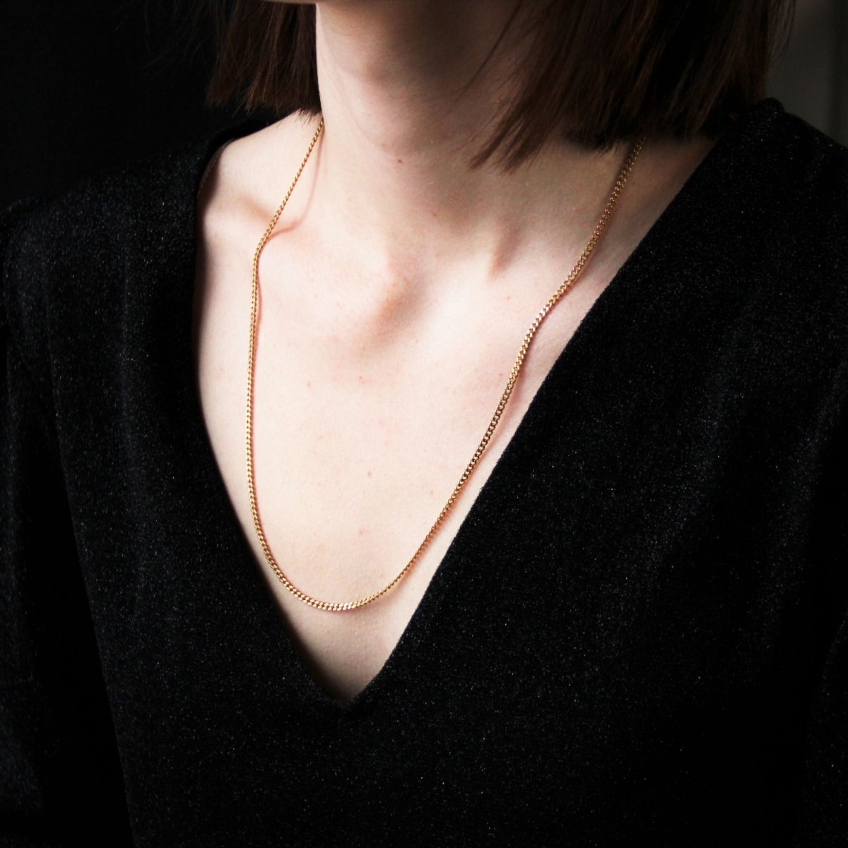 Chaine GOURMETTE Limée en or jaune - Castafiore