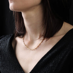 Chaine Gourmette maille alternée en or jaune - Castafiore