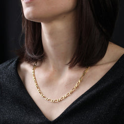 Chaine MASSIVE Gourmette alternée en or jaune - Castafiore