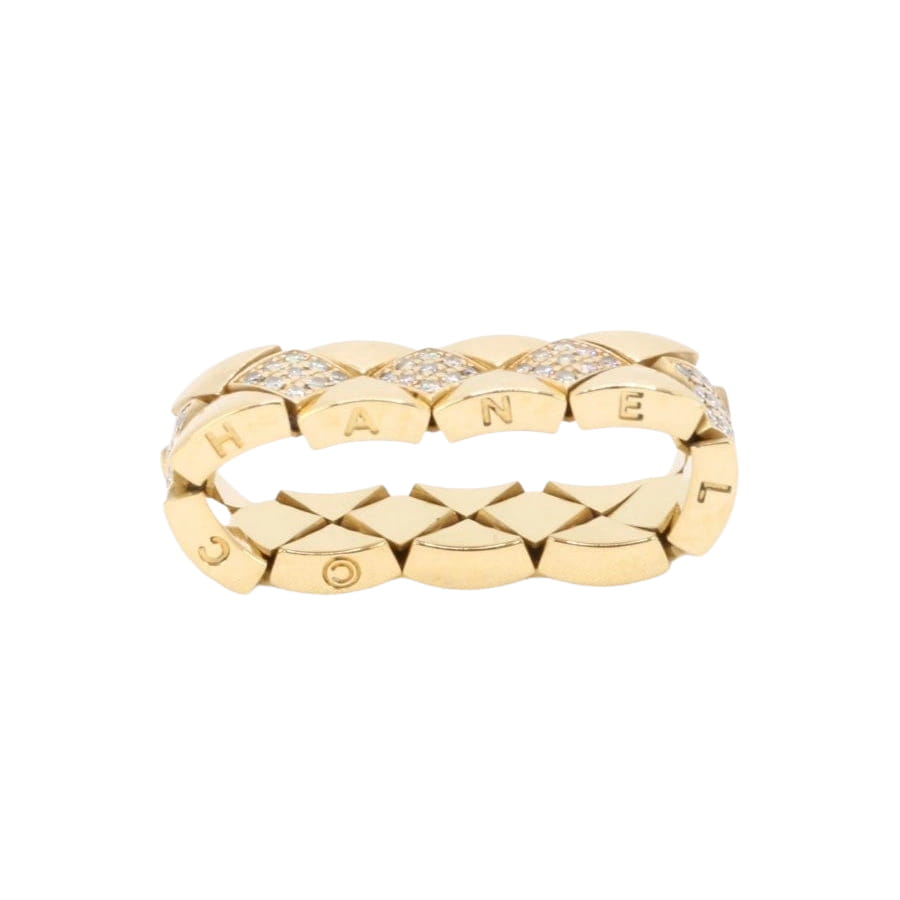 CHANEL Bague "Matelassé" vintage or jaune diamants - Castafiore