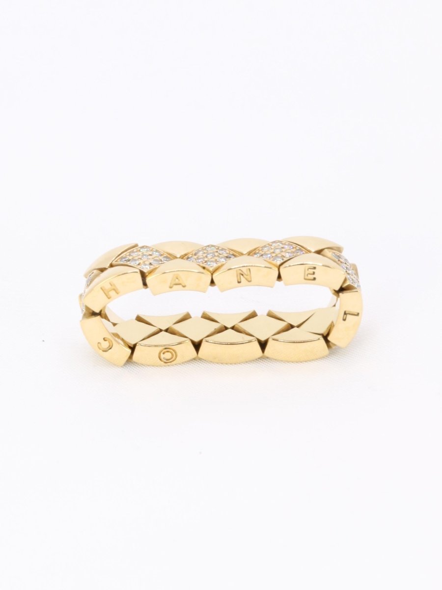 CHANEL Bague "Matelassé" vintage or jaune diamants - Castafiore