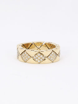 CHANEL Bague "Matelassé" vintage or jaune diamants - Castafiore