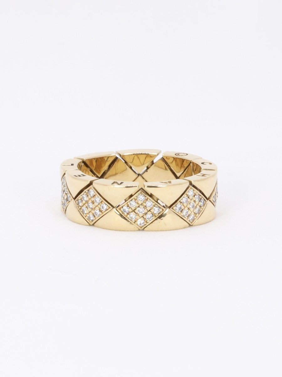 CHANEL Bague "Matelassé" vintage or jaune diamants - Castafiore