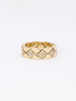 CHANEL Bague "Matelassé" vintage or jaune diamants - Castafiore