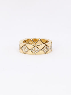 CHANEL Bague "Matelassé" vintage or jaune diamants - Castafiore