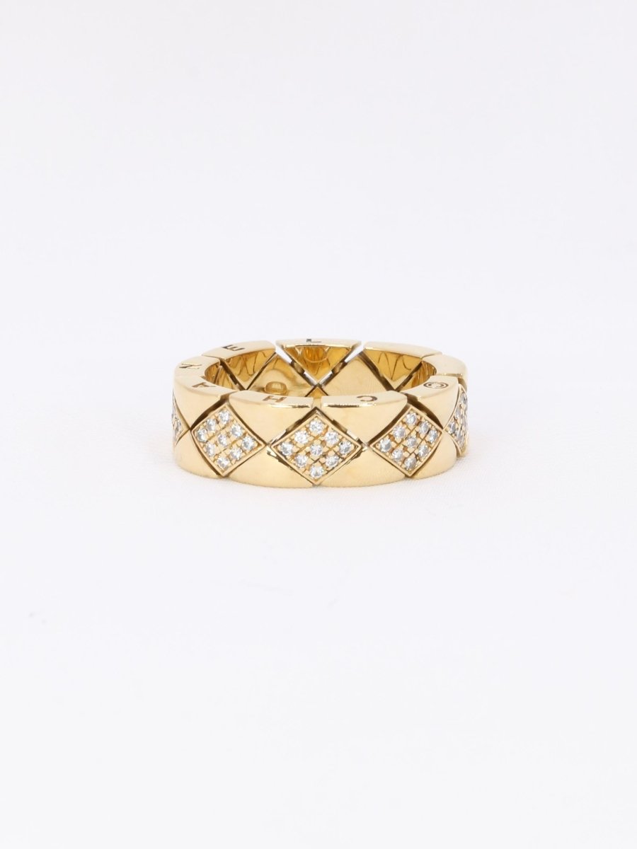 CHANEL Bague "Matelassé" vintage or jaune diamants - Castafiore