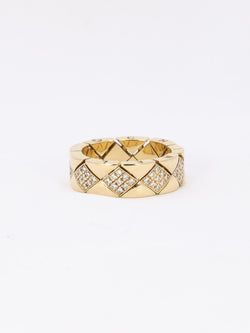 CHANEL Bague "Matelassé" vintage or jaune diamants - Castafiore