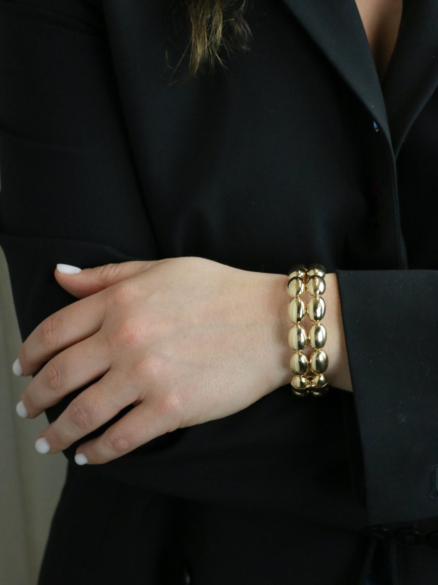 CHAUMET Bracelet jonc chaine vintage Magellan double rang or jaune - Castafiore