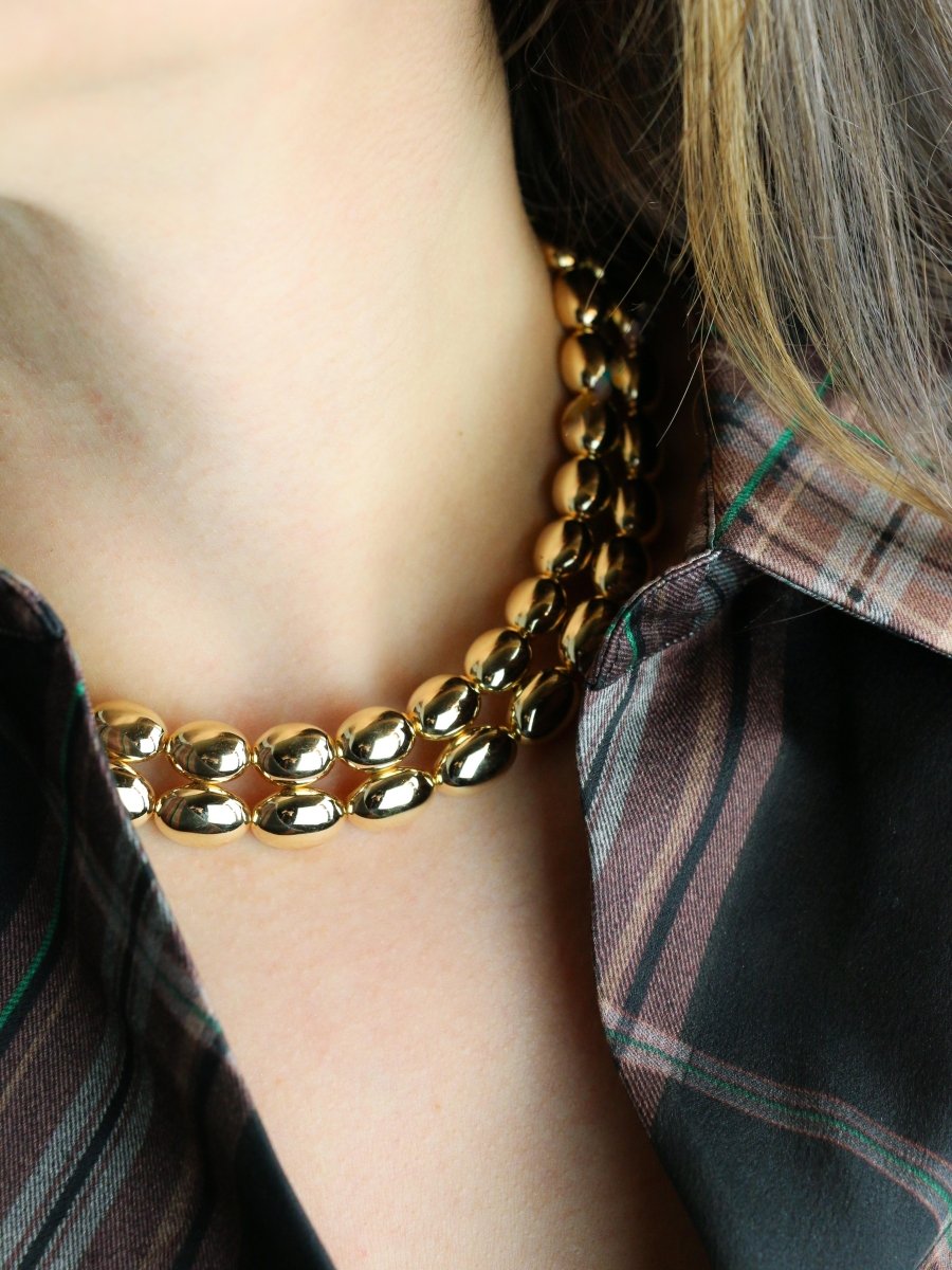 CHAUMET Collier vintage modèle Magellan double rang or jaune - Castafiore