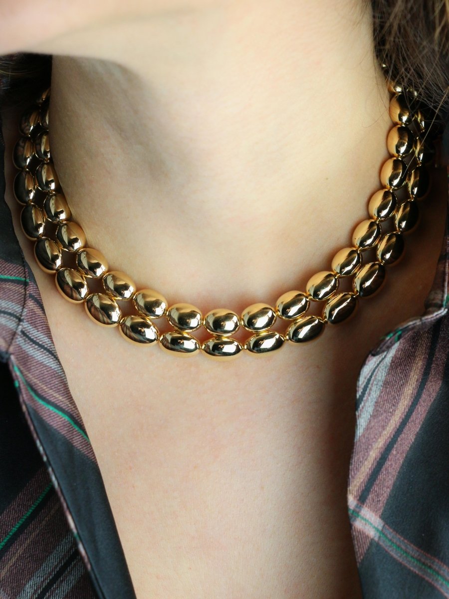 CHAUMET Collier vintage modèle Magellan double rang or jaune - Castafiore
