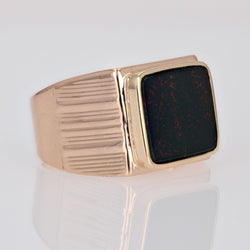 Chevalière ancienne or et jaspe sanguin - Castafiore