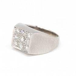 Chevalière en or blanc et diamants - Castafiore