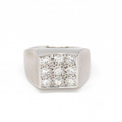 Chevalière en or blanc et diamants - Castafiore