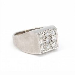 Chevalière en or blanc et diamants - Castafiore