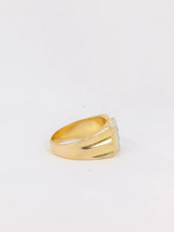 Chevalière vintage or plateau de diamants - Castafiore