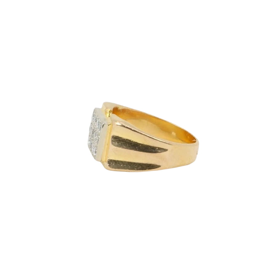 Chevalière vintage or plateau de diamants - Castafiore