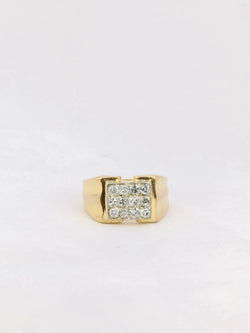 Chevalière vintage or plateau de diamants - Castafiore