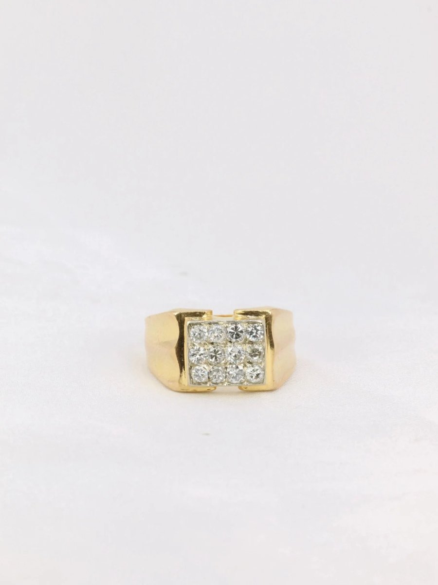 Chevalière vintage or plateau de diamants - Castafiore