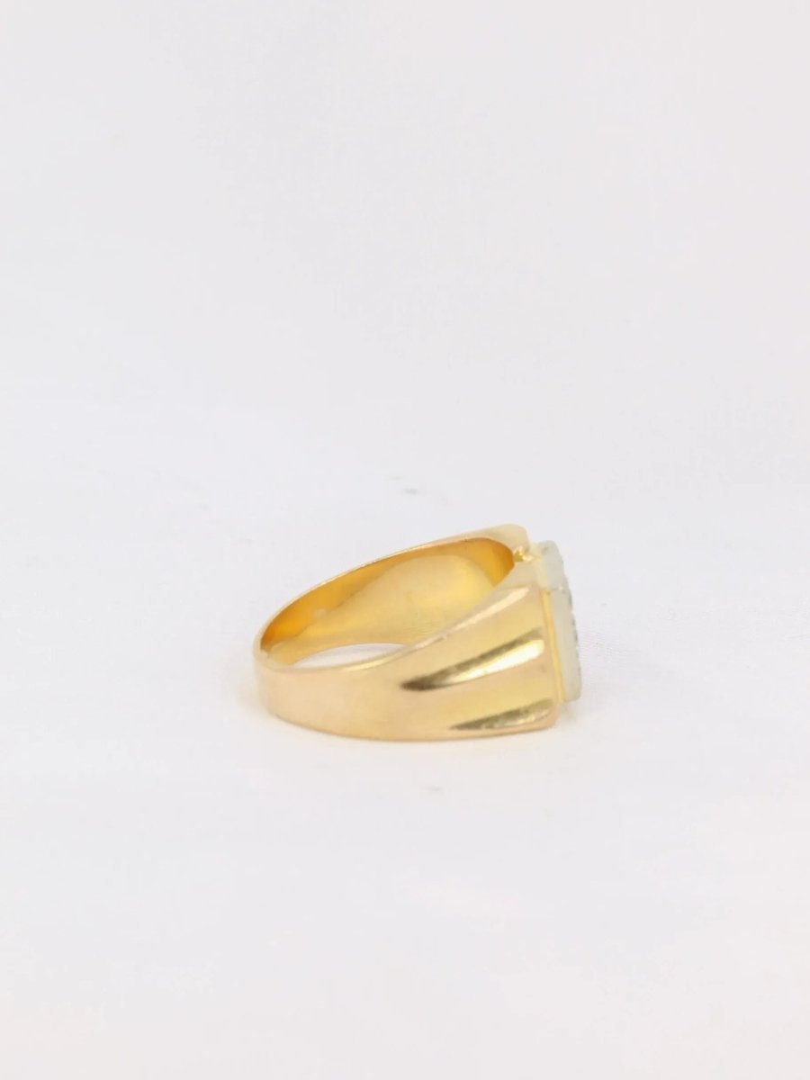 Chevalière vintage or plateau de diamants - Castafiore