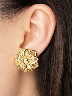 CHIMENTO boucles d'oreilles fleur en or jaune 18k - Castafiore