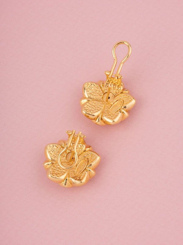 CHIMENTO boucles d'oreilles fleur en or jaune 18k - Castafiore