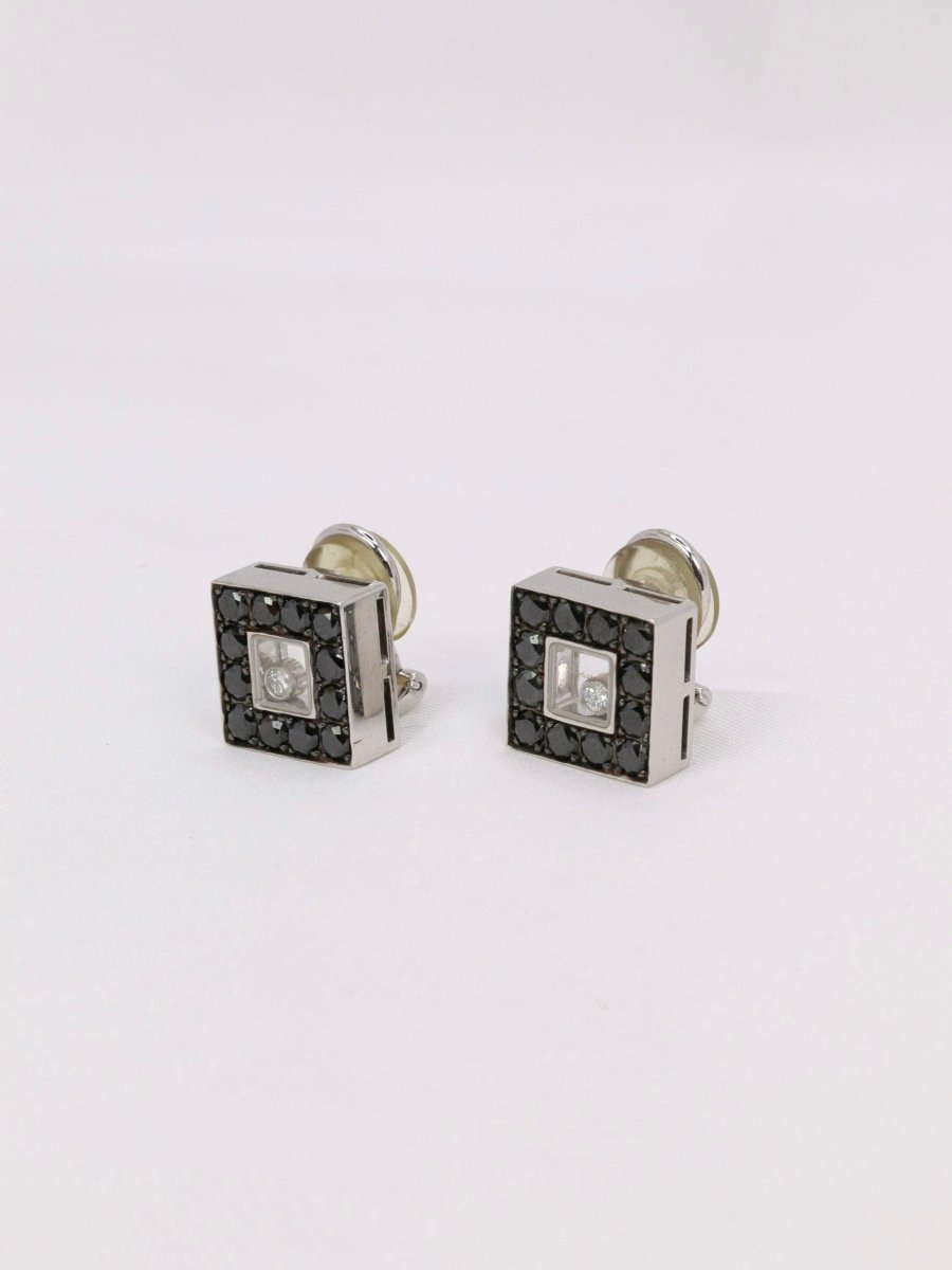 CHOPARD Boucles d'oreilles Happy Diamonds diamants noirs - Castafiore