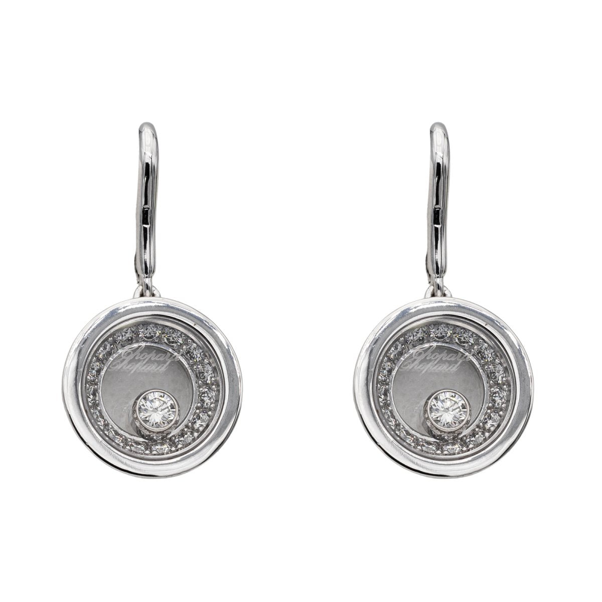 Chopard Boucles d'oreilles Happy Diamonds Or blanc Diamant - Castafiore