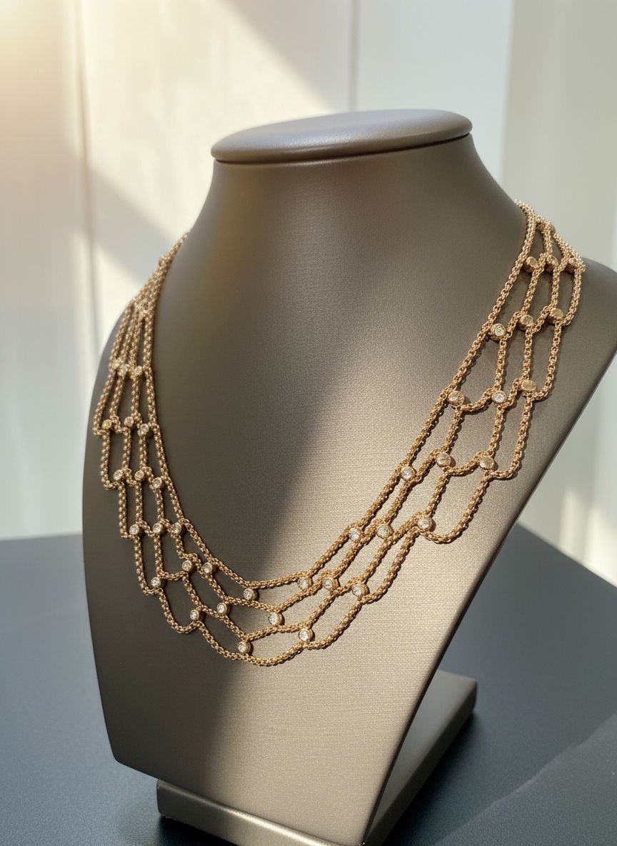 Chopard - Collier drapier « collection les chaînes » - Or jaune et diamants