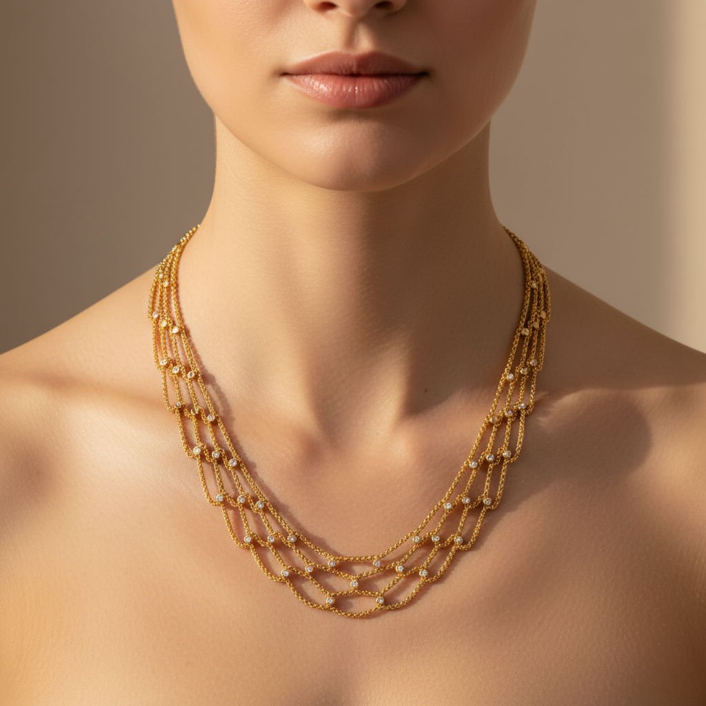 Chopard - Collier drapier « collection les chaînes » - Or jaune et diamants - Castafiore