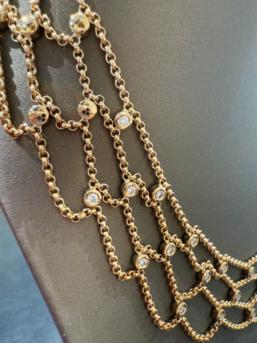 Chopard - Collier drapier « collection les chaînes » - Or jaune et diamants