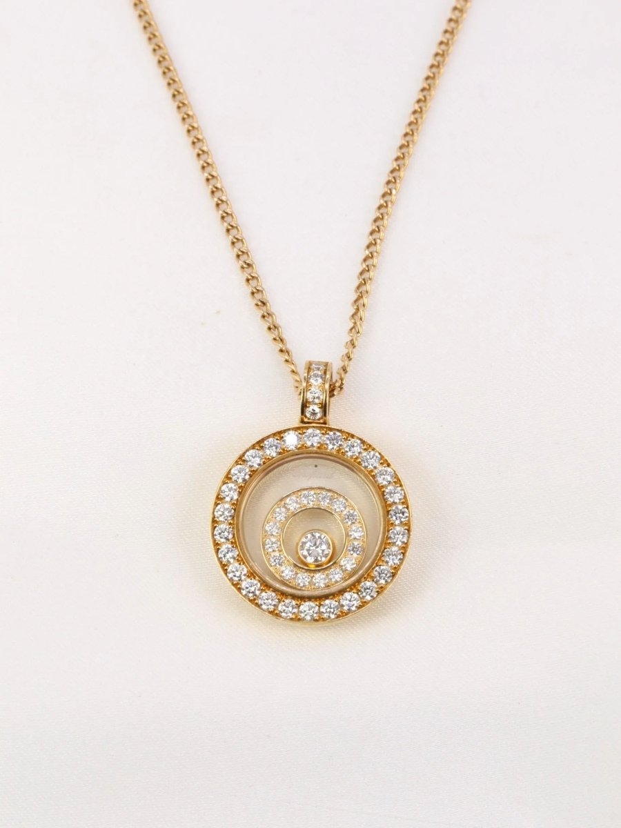 CHOPARD - Pendentif HAPPY SPIRIT rond en or jaune et diamants - Castafiore