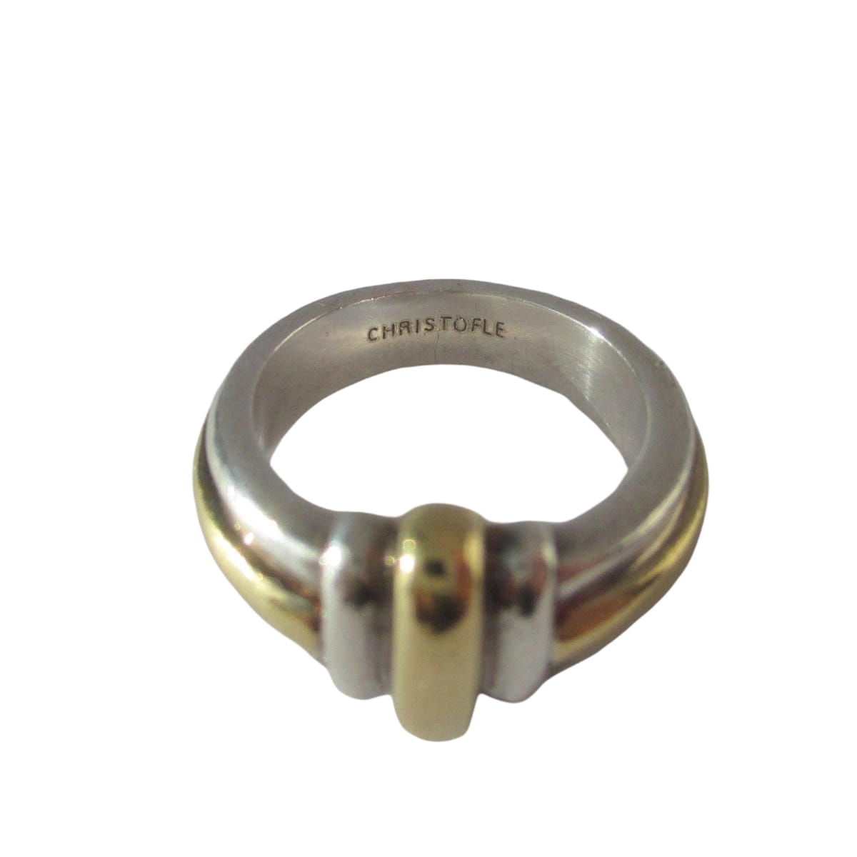 CHRISTOFLE - Bague Jonc godrons Or et Argent - Castafiore