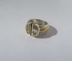 CHRISTOFLE - Bague ‘Variations’ de 1986 Aigue Marine, Or et Argent - Castafiore