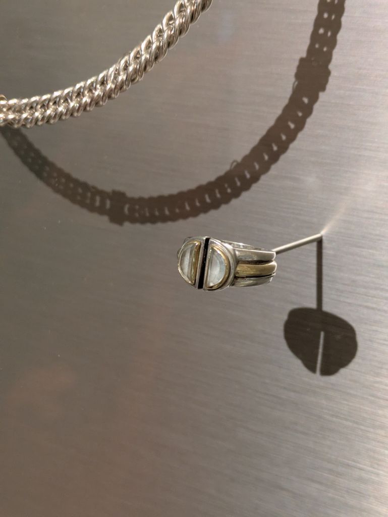 CHRISTOFLE - Bague ‘Variations’ de 1986 Aigue Marine, Or et Argent - Castafiore