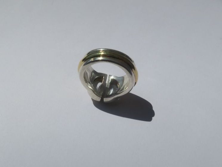 CHRISTOFLE - Bague ‘Variations’ de 1986 Aigue Marine, Or et Argent - Castafiore