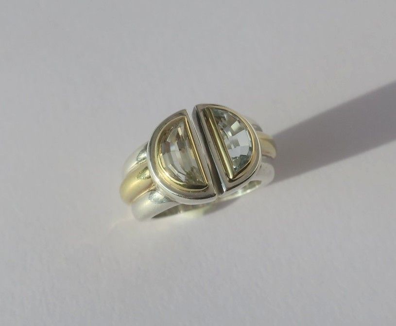 CHRISTOFLE - Bague ‘Variations’ de 1986 Aigue Marine, Or et Argent - Castafiore
