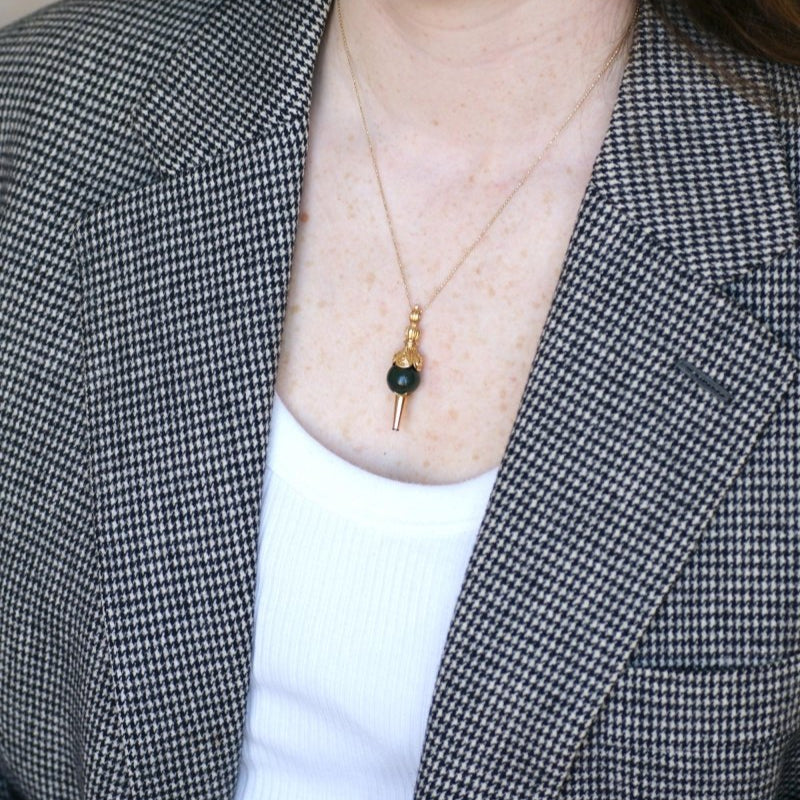 Clef de Montre Or Jaune et Jaspe Sanguin - Castafiore