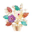 Clip "Fleurs" en or jaune, pierres de couleur et diamants - Castafiore