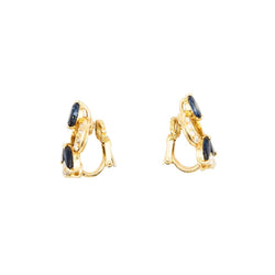 Boucles d'oreilles Clips en or jaune, saphirs et diamants