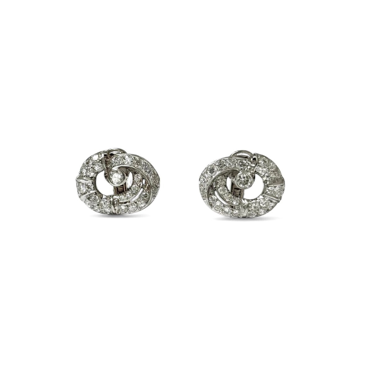 Clips d'oreilles platine et diamants - Castafiore