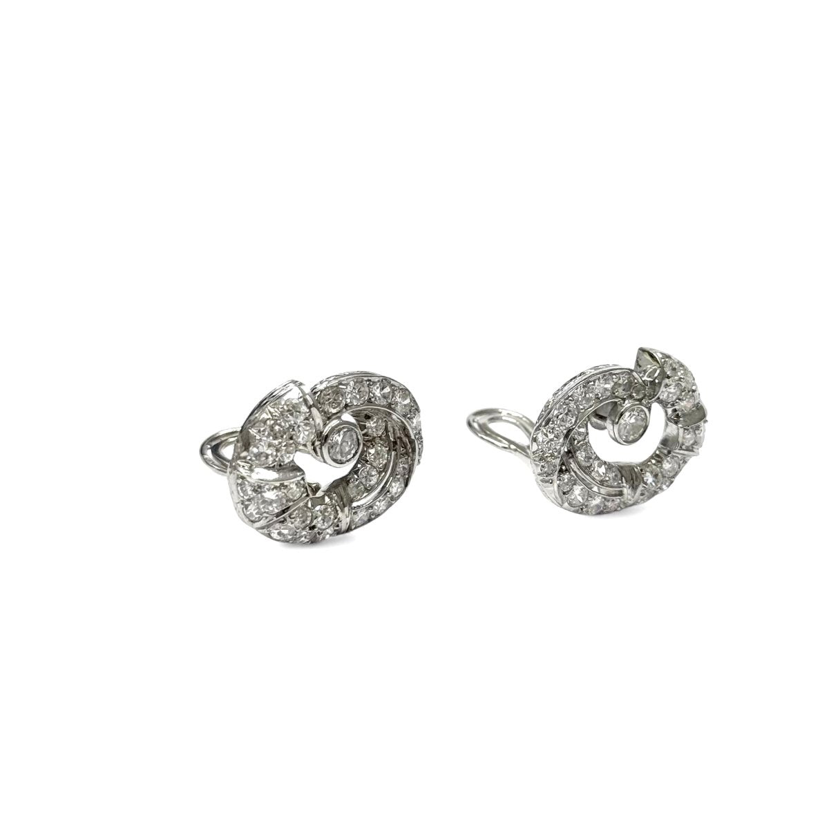 Clips d'oreilles platine et diamants - Castafiore